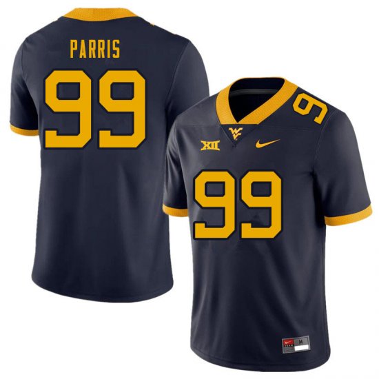 Men's West Virginia Mountaineers NCAA #99 Kaulin Parris Navy Authentic Nike Stitched College Football Jersey CI15A12DG